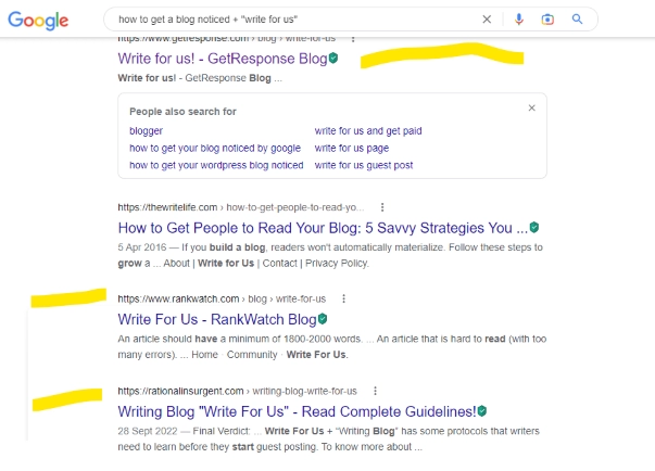 An example on how to get a blog noticed using write for us Google operators.