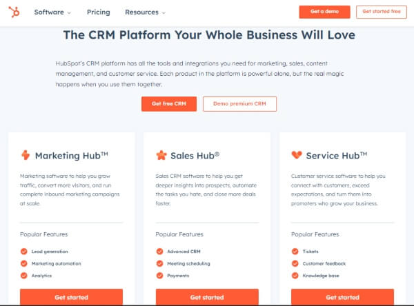 Hubspot, an all in one eCommerce platform offering the best CRM for email marketing.