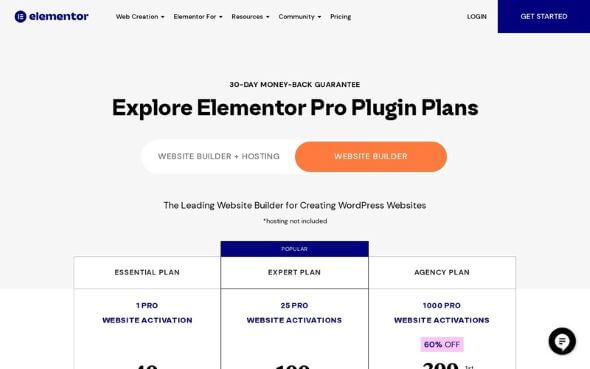 Elementor - one of the best wordPress blog plugins to build a page.