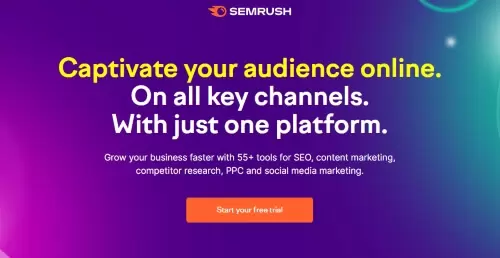 SEMRush homepage - best keyword tracking software