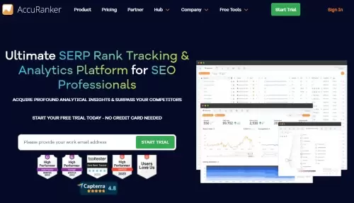 Accuranker homepage - best online rank tracker
