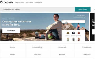 GoDaddy home page - another highly rated web hosting for blogs.