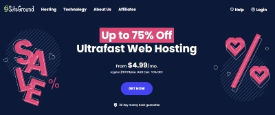 Siteground homepage - rated one of the best blog hosting sites.