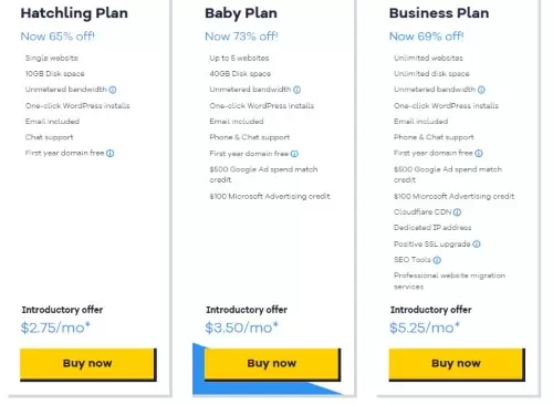 Hostgator pricing plan. A cheap alternative to Siteground web hosting.