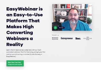 EasyWebinar home page - one of the best automated webinar software.