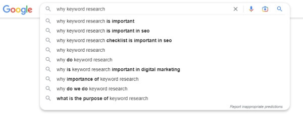 Google search phrase using a modifier example. This image is illustrating how to do keyword research in digital marketing.