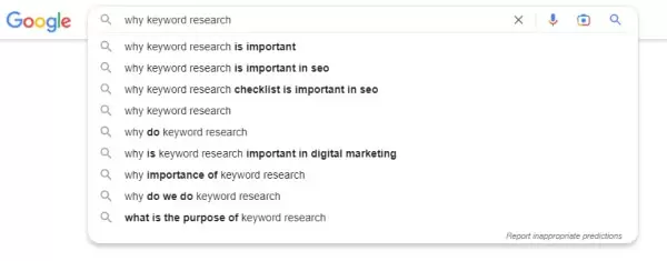 Google search phrase using a modifier example. This image is illustrating how to do keyword research in digital marketing.
