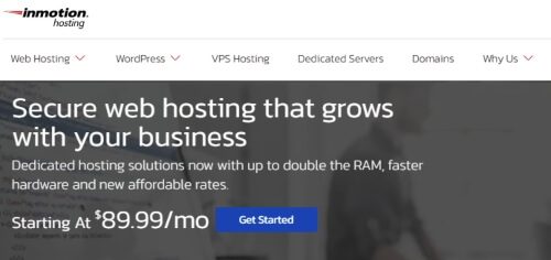 InMotion Hosting banner - listed in the best Bluehost alternatives for web hosting.