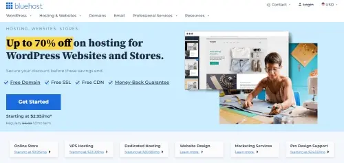 Bluehost home page