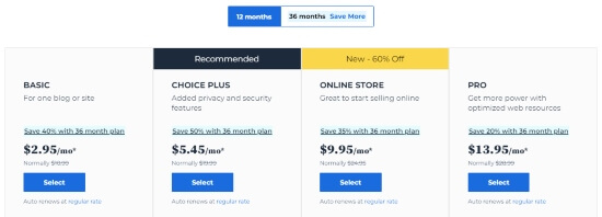 Attractive Bluehost pricing for blogging beginners.