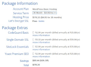 Bluehost package offer.