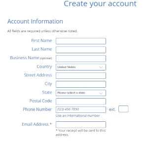 Bluehost account detail page. This is where you fill in your name and the rest.