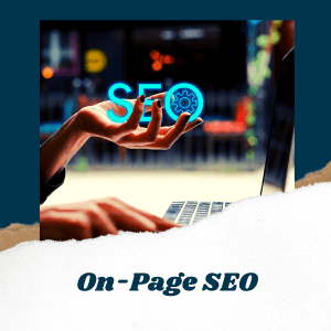 The word SEO hovering over a hand of a blogger. 