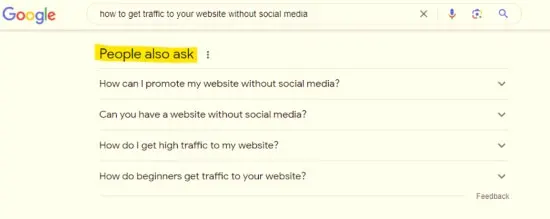 How to increase website traffic without social media using people also ask.
