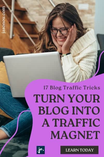 Pin image on how to grow blog traffic to website.