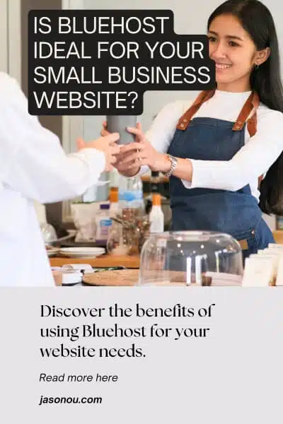 Pinterest pin of a barista serving coffee with an overlay text - is blogging good for small business.