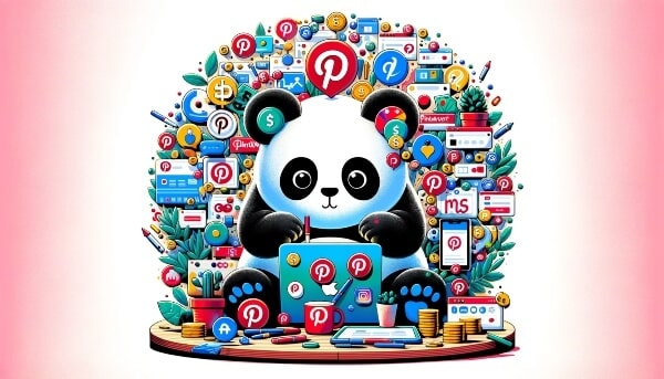 A panda learning how to use Pinterest for blogging beginners and make money.