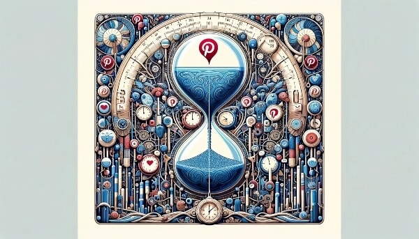 Sand clock depicting the long lifespan of a Pinterest pin for blogging. 