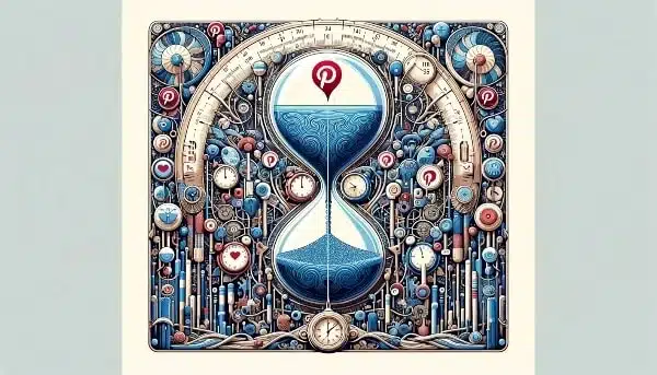 Sand clock depicting the long lifespan of a Pinterest pin for blogging. 