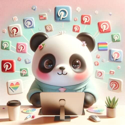 A kawaii panda learning how to make money on Pinterest with affiliate marketing.