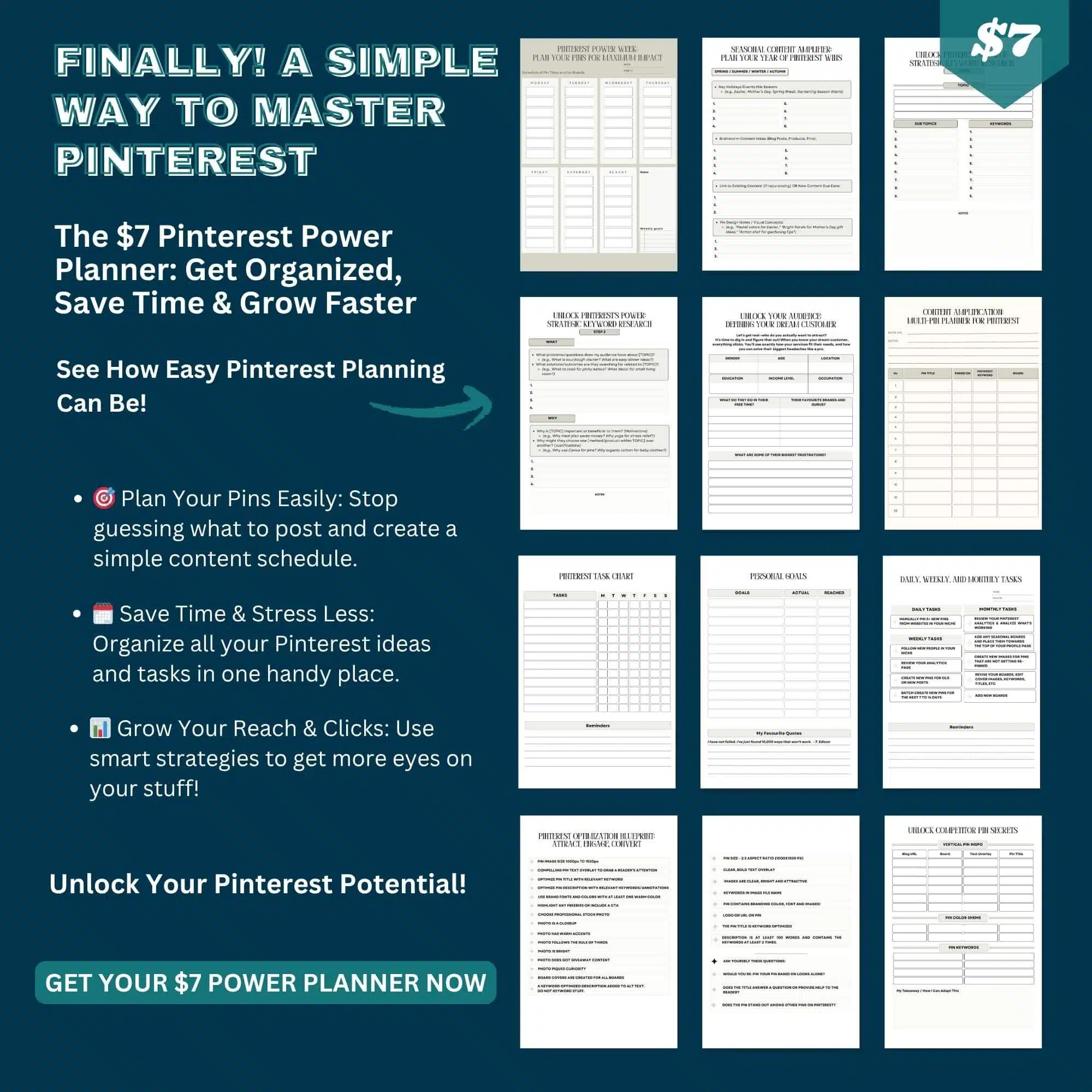 A banner about the Pinterest Power Planner for Pinterest bloggers who wants to level up.