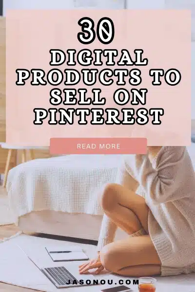 best digital product ideas to sell on pinterest Female blogger work in her bedroom and figuring out the top digital products to sell on Pinterest.